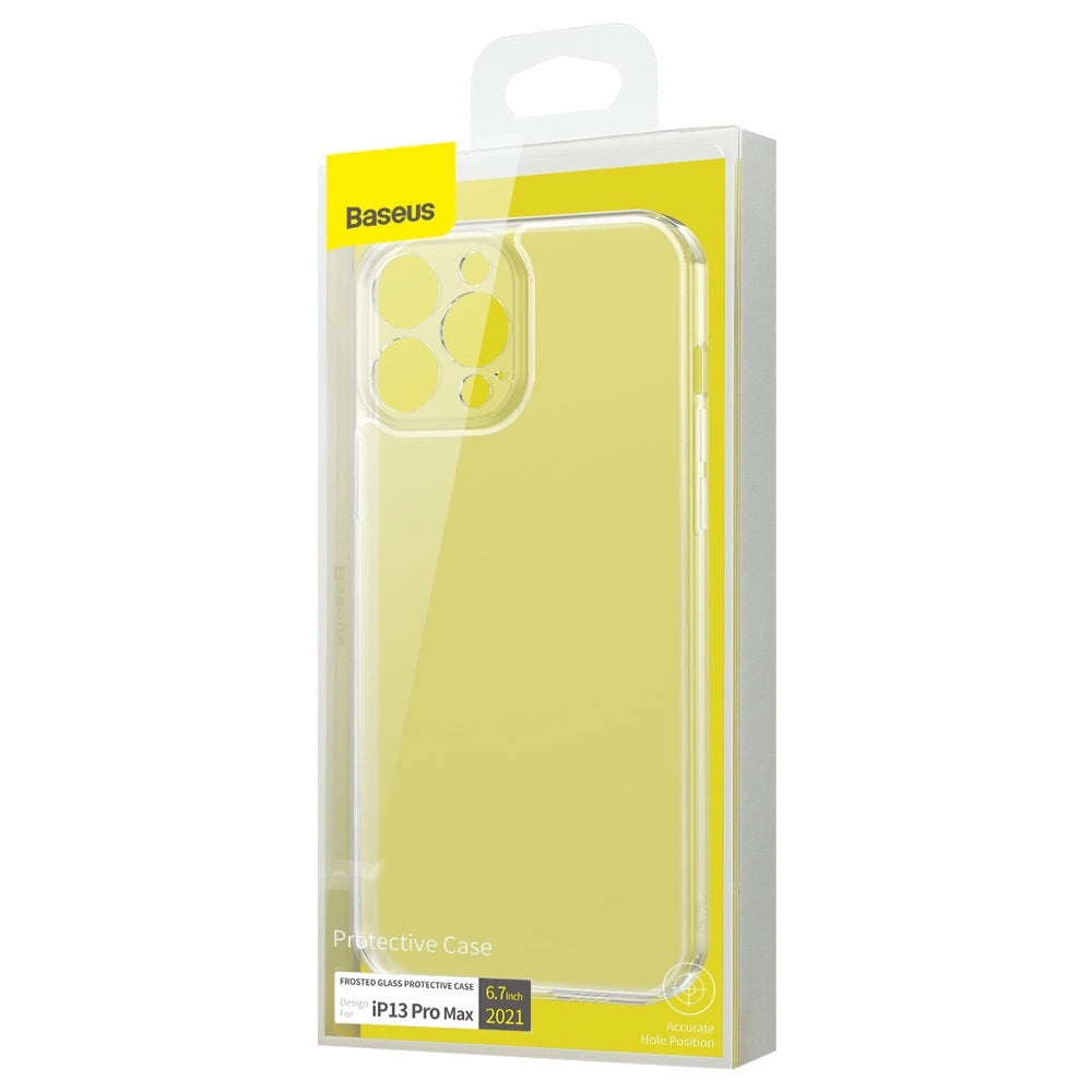Baseus Frosted Glass Case Cover til iPhone 13 Pro Max Hard Cover med Gel Frame Transparent (ARWS000202)