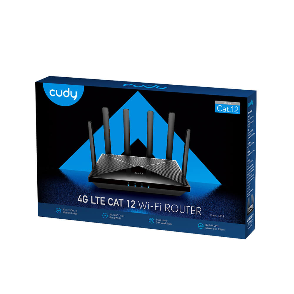 Cudy 4 G Router Lt12 Cat12/Wf6 Ac1200 Gigabit 2x Sim