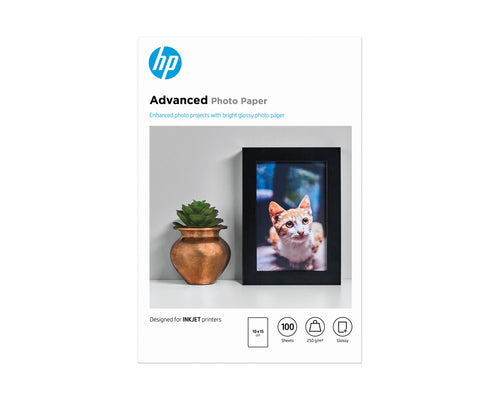 HP Advanced-fotopapir, blankt, 250 g/m2, 10 x 15 cm (101 x 152 mm), 100 ark