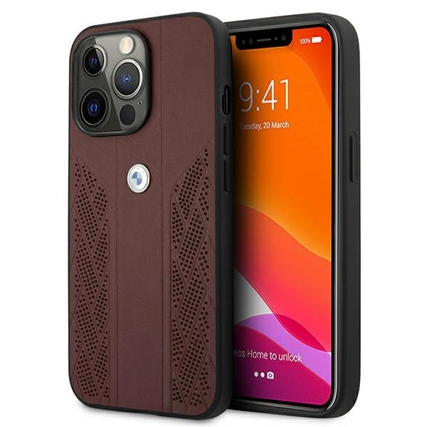 Etui BMW BMHCP13LRSPPR iPhone 13 Pro/13 6,1" rød/rød hårdkasse Læder Curve Perforat