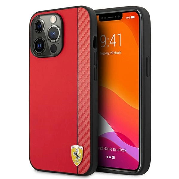 Ferrari FESAXHCP13XRE iPhone 13 Pro Max 6.7" rød/rød hardcase On Track Carbon Stripe