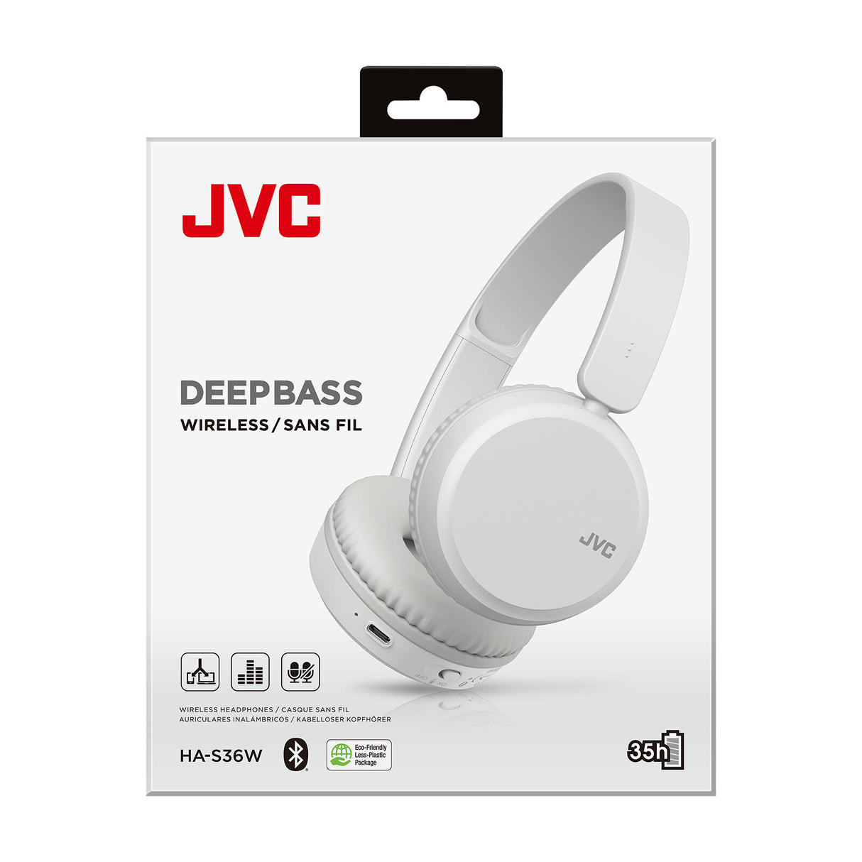 JVC HA-S36W Headset Trådløs Opkald/musik Bluetooth Hvid