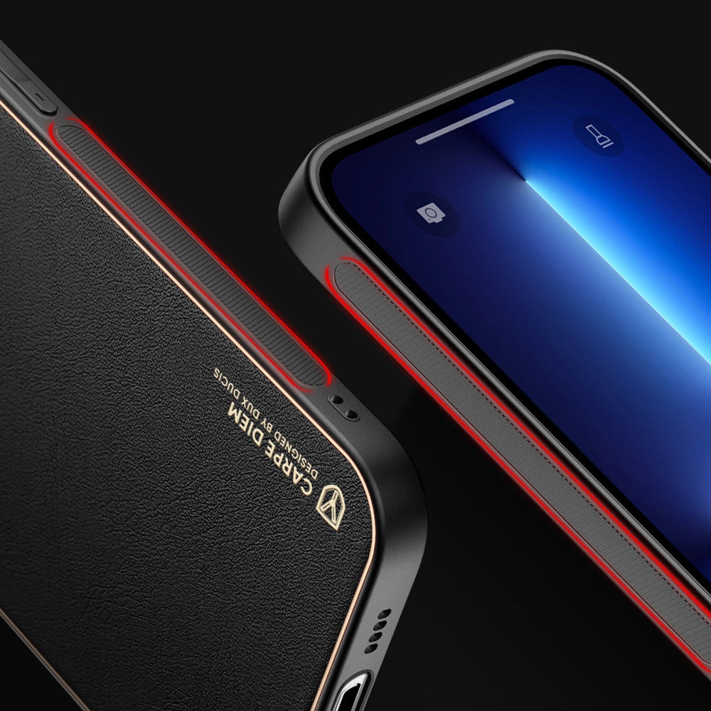 Dux Ducis Yolo elegant kuffert lavet af blødt TPU og PU læder til iPhone 13 Pro rød