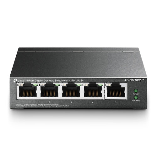 TP-Link TL-SG1005P netværksswitch Ikke administreret Gigabit Ethernet (10/100/1000) Strøm over Ethernet (PoE) Sort