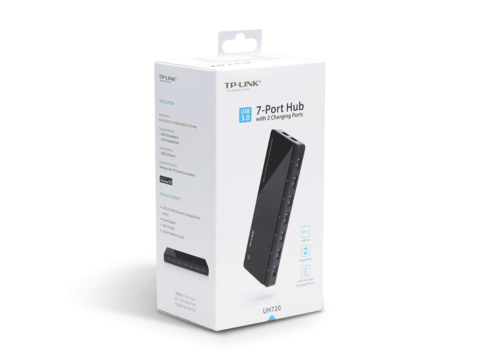 TP-Link UH720 interface hub USB 3.2 Gen 1 (3.1 Gen 1) Micro-B 5000 Mbit/s Sort