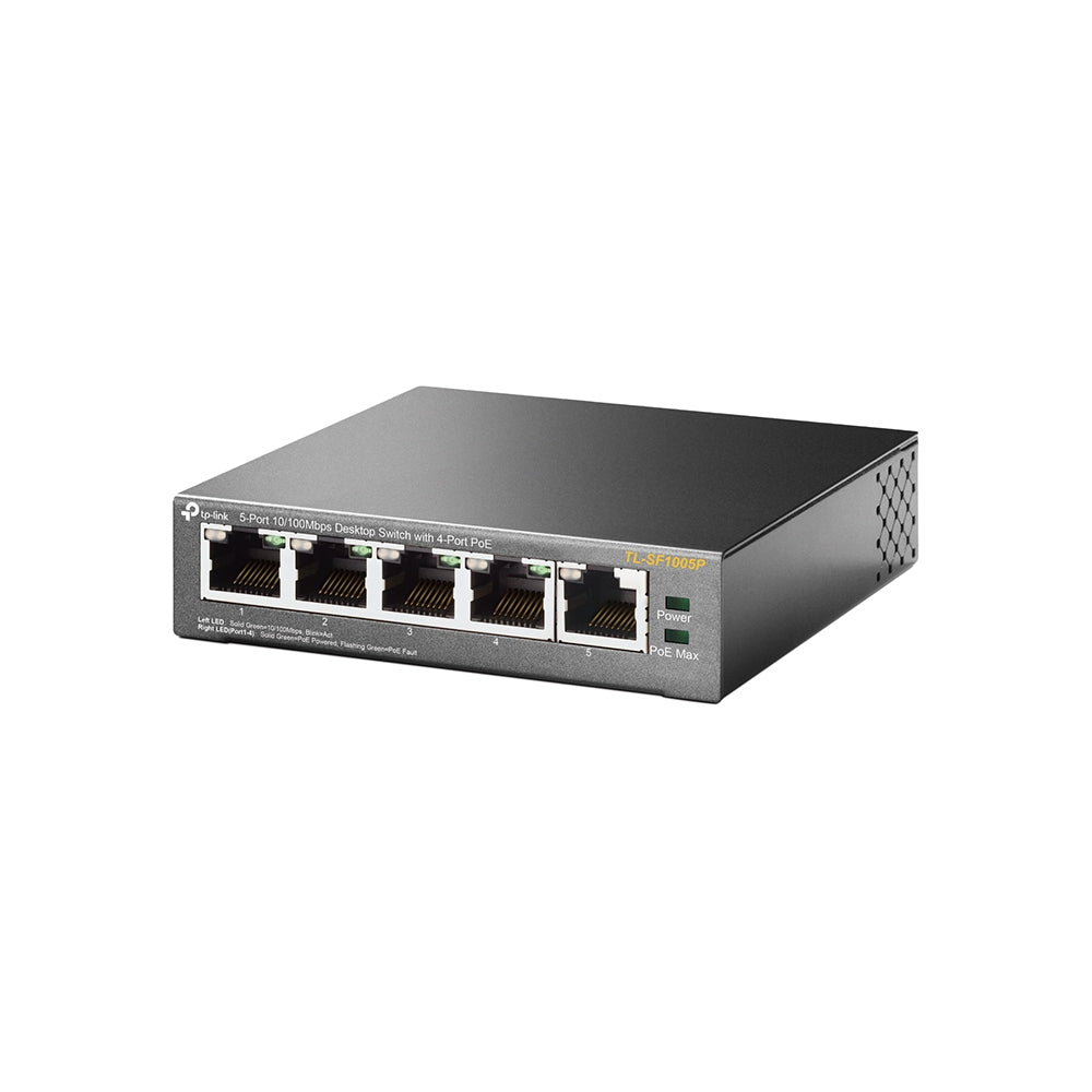 TP-Link TL-SF1005P netværksswitch Ikke administreret Fast Ethernet (10/100) Strøm over Ethernet (PoE) Sort
