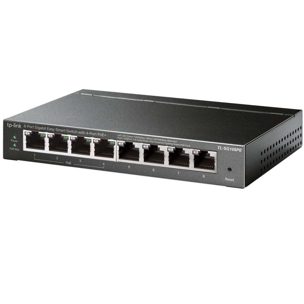 TP-Link TL-SG108PE netværksswitch Administreret L2 Gigabit Ethernet (10/100/1000) Strøm over Ethernet (PoE) Sort