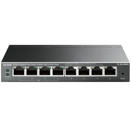 TP-Link TL-SG108PE netværksswitch Administreret L2 Gigabit Ethernet (10/100/1000) Strøm over Ethernet (PoE) Sort