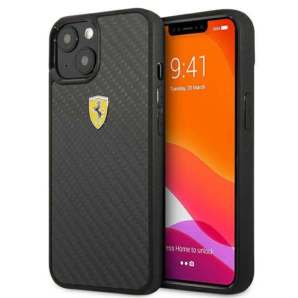 Ferrari FEHCP13SFCABK iPhone 13 mini 5.4" sort/sort hardcase On Track Real Carbon