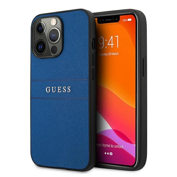 Guess GUHCP13LPSASBBL iPhone 13 Pro / 13 6.1" blå/blå Saffiano Strap