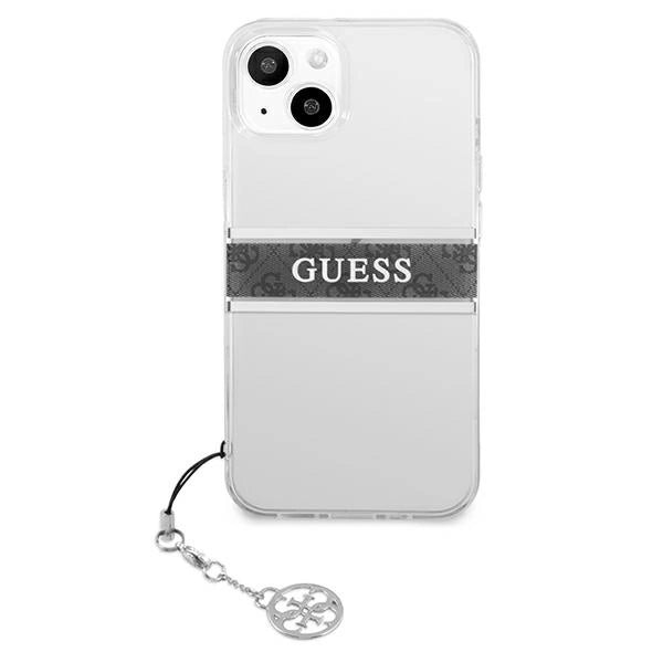 Guess GUHCP13SKB4GGR iPhone 13 mini 5.4" Gennemsigtig hardcase 4G Gray Strap Charm