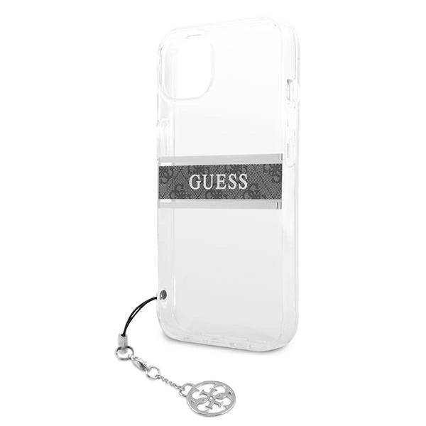 Guess GUHCP13SKB4GGR iPhone 13 mini 5.4" Gennemsigtig hardcase 4G Gray Strap Charm