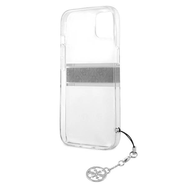 Guess GUHCP13SKB4GGR iPhone 13 mini 5.4" Gennemsigtig hardcase 4G Gray Strap Charm