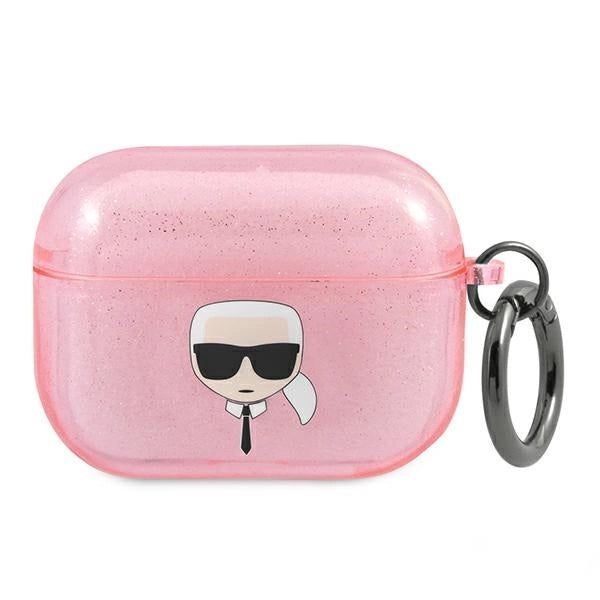 Karl Lagerfeld KLAPUKHGP AirPods Pro cover Rosé/rosa Glitter Karlens hoved