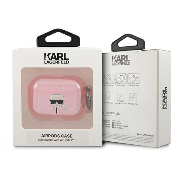 Karl Lagerfeld KLAPUKHGP AirPods Pro cover Rosé/rosa Glitter Karlens hoved