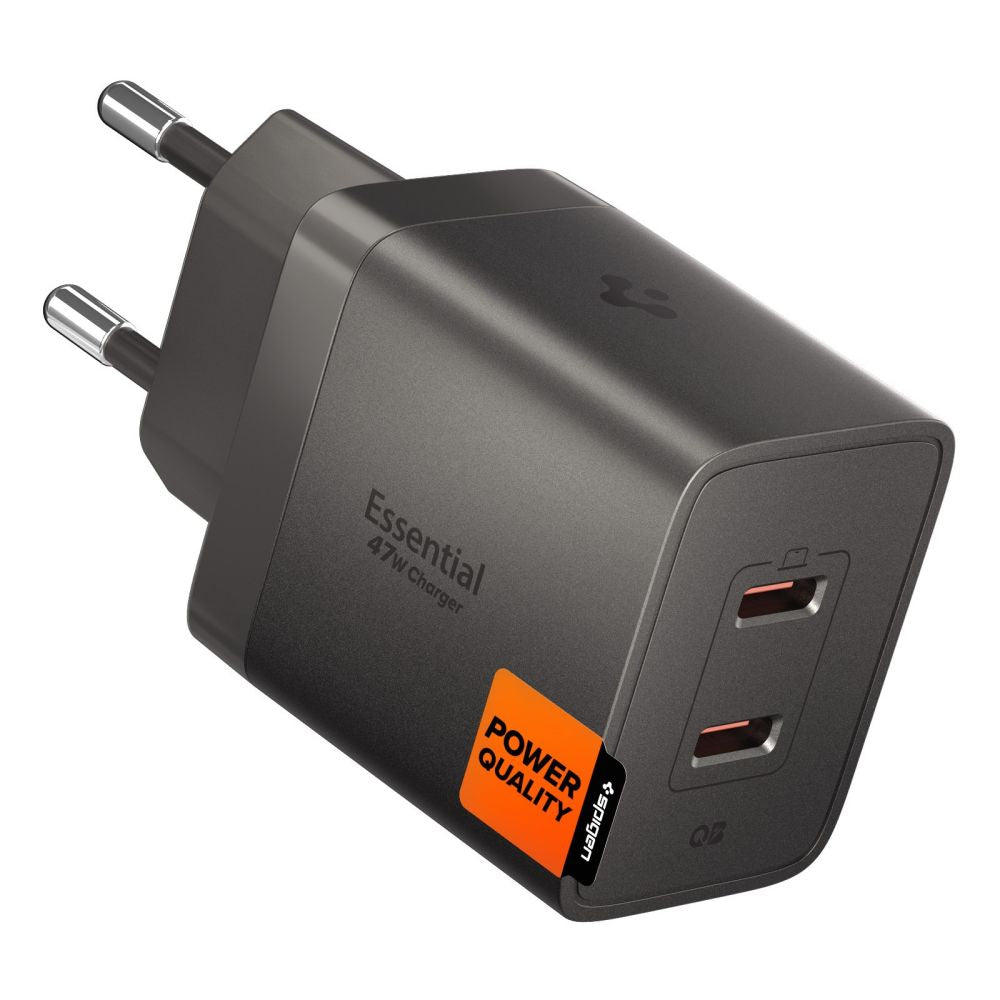 Spigen Ee472 Eu Gan Essential 2 Ports Netværksopladder 47 W Gunmetal