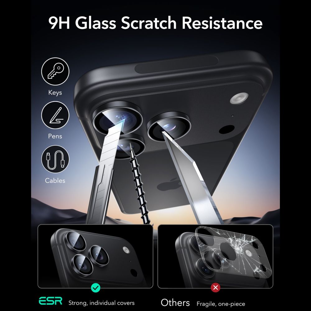 Kamera Beskyttelse Na Aparat Esr Armorite Camera Protector 2 Pack Iphone 18 Pro / 18 Pro Max Black