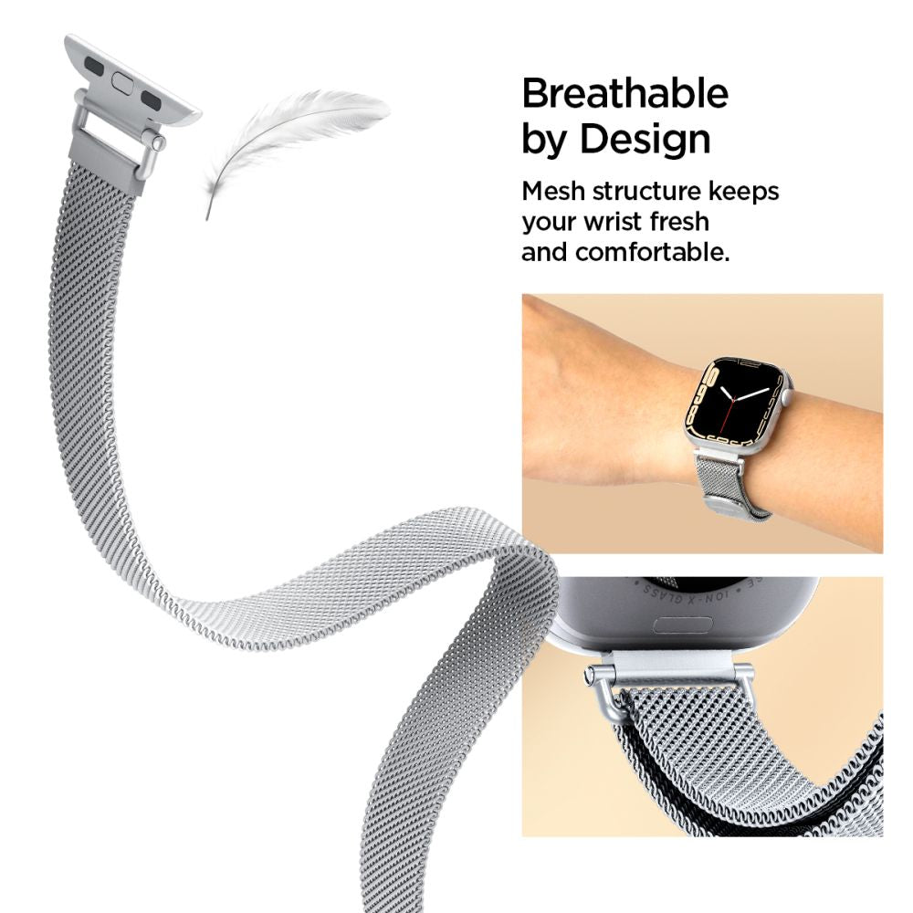Spigen Wbm4 Remmen Til Apple Watch 8 / 9 / 10 / 11 / 12 / Se (40 / 41 / 42 Mm) Sølv
