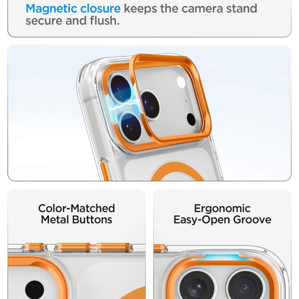 Spigen Ultra Hybrid Optik S Magsafe Iphone 17 Pro Max / 18 Pro Max Klar/Orange