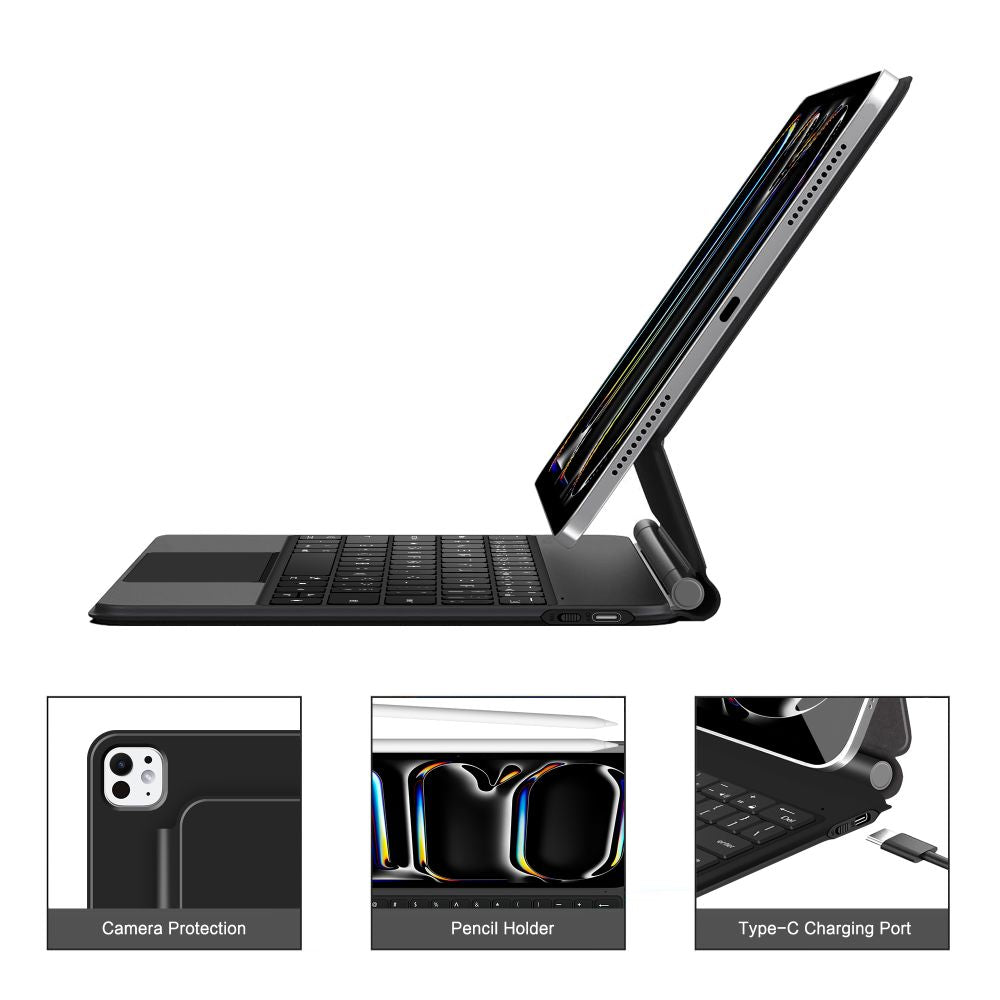 Tech Protect Smartcase Magnetisk + Tastatur Ipad Pro 13” 7/8 2024 2025 Sort