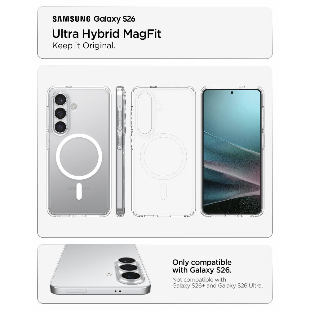 Spigen Ultra Hybrid Mag Magsafe Galaxy S26 Klar/Hvid