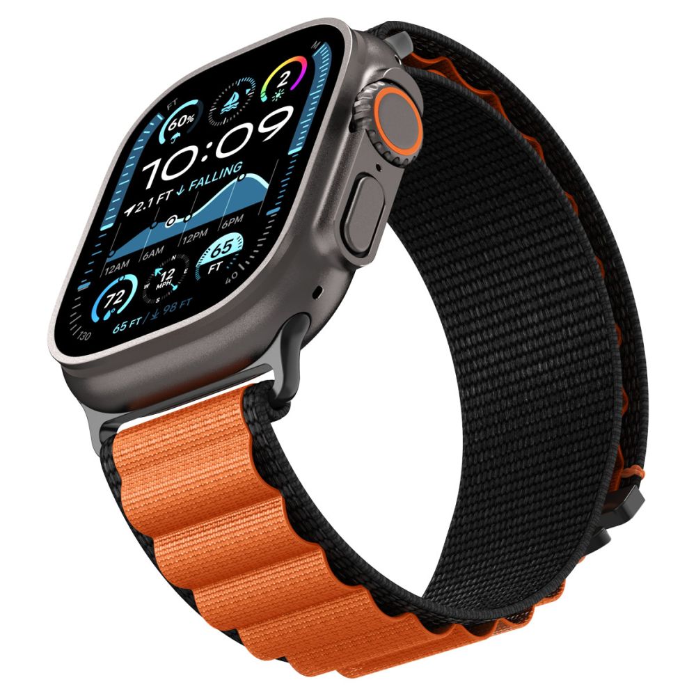 Spigen Wbf1 Remmen Til Apple Watch 8 / 9 / 10 / 11 / 12 / Se / Ultra (44 / 45 / 46 / 49 Mm) Sort/Orange