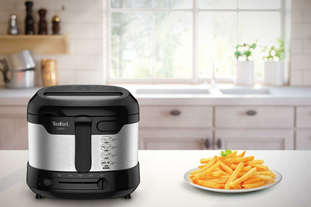 Tefal Uno FF215D Enkelt 1,8 L Enkeltstående 1600 W Frituregryde Sort, Rustfrit stål