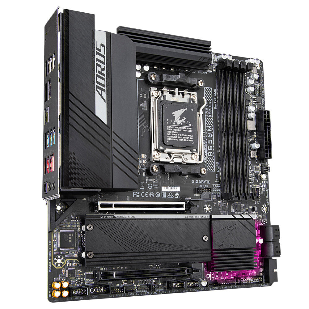 GIGABYTE B650M AORUS ELITE Motherboard - AMD Ryzen 9000 CPUs, 12+2+2 Phases VRM, up to 8000MHz DDR5, 1xPCIe 5.0 + 1xPCIe 4.0 M.2, 2.5GbE LAN, USB 3.2 Gen 2x2
