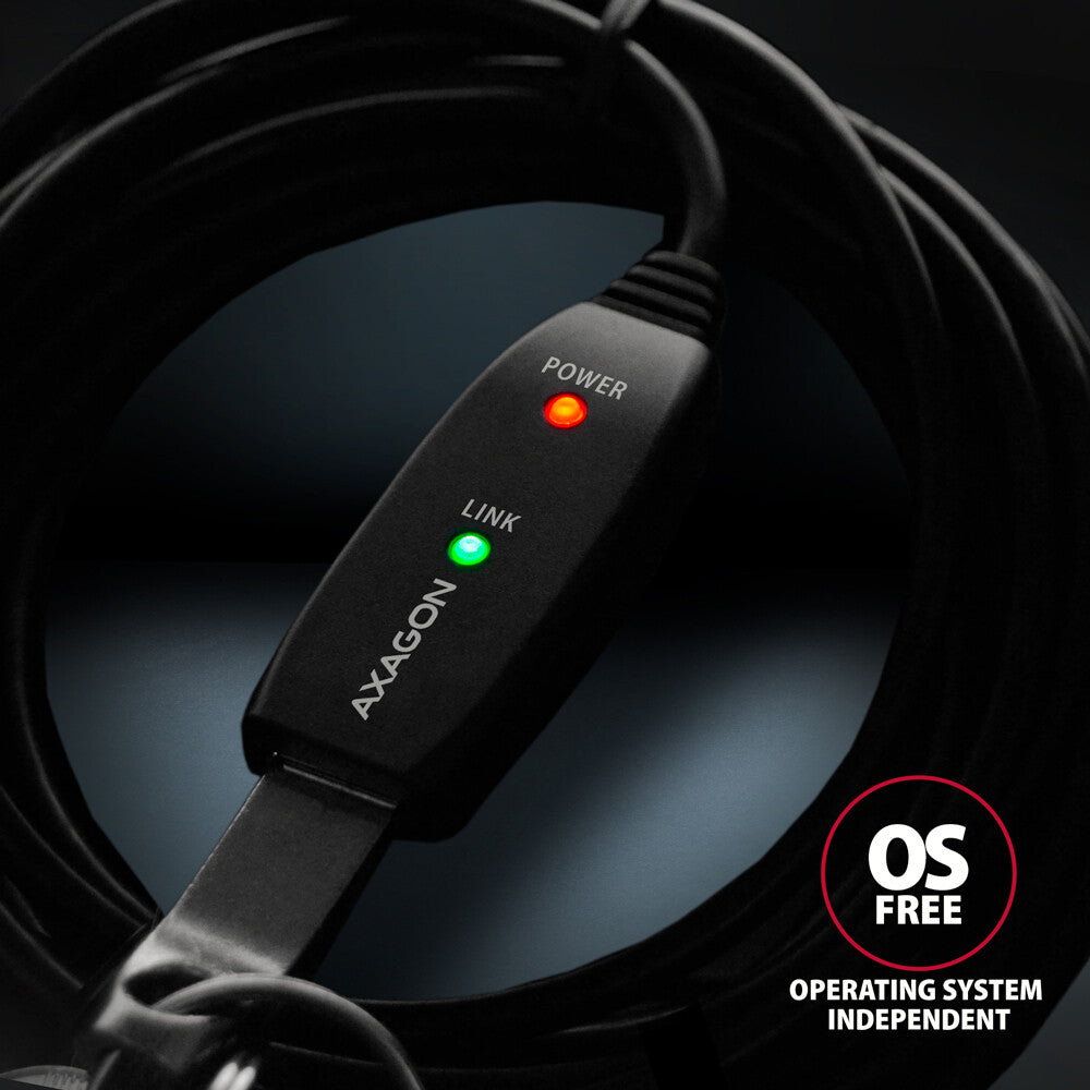 Axagon ADR-310 USB-kabel USB 3.2 Gen 1 (3.1 Gen 1) 10 m USB A 5 Gbit/sek. Sort