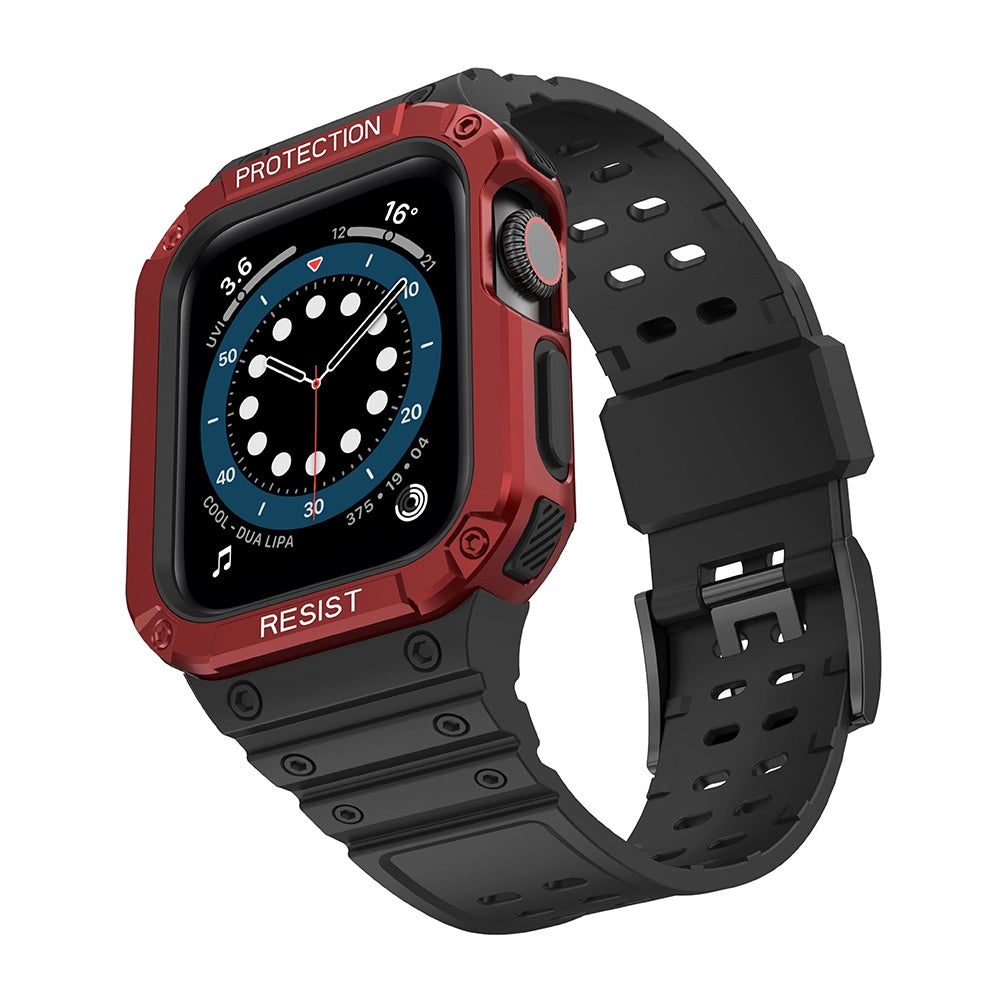 Beskyttsrem for Apple Watch 38/40/41 mm pansret bagrem - sort, rød