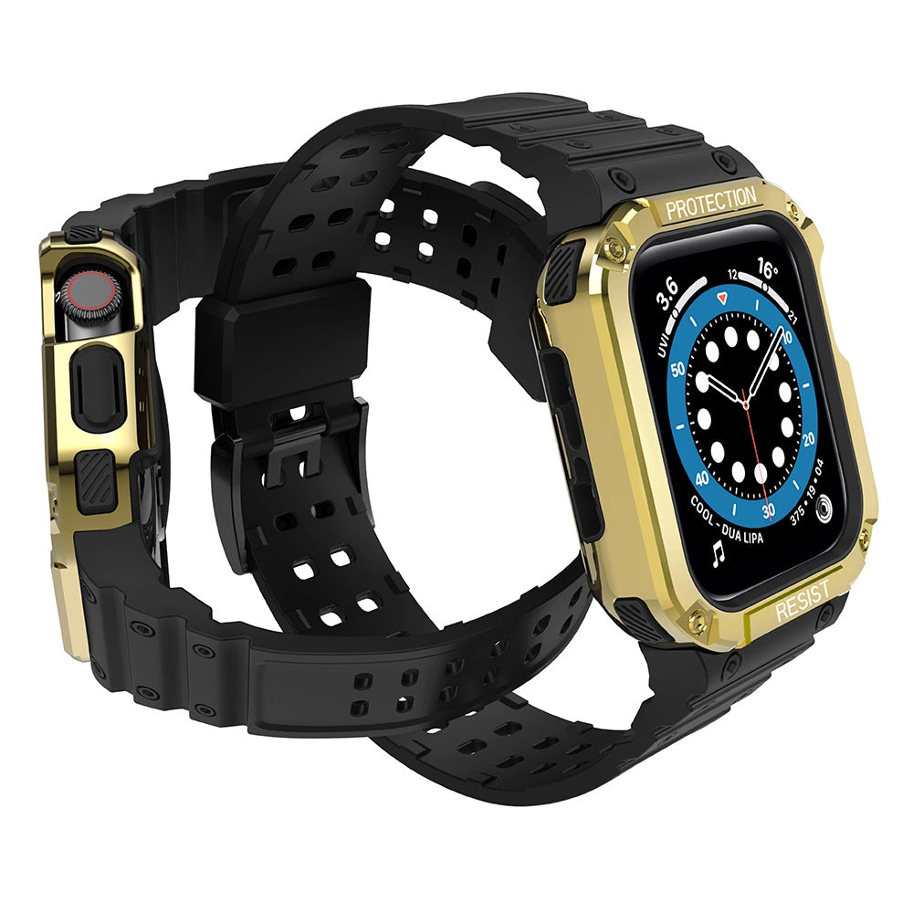 Beskyttelse Strap Band til Apple Watch 38/40/41mm Armored Case Strap - sort, guld