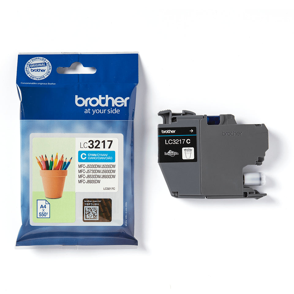 Brother LC 3217C Cyan 550 sider Blæk