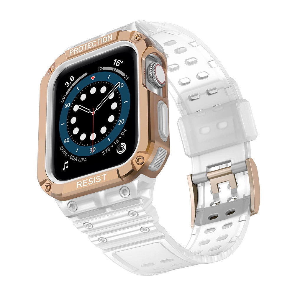 Beskyttelsesrem til Apple Watch 42/44/45 mm pansret bagrem - hvid, roséguld