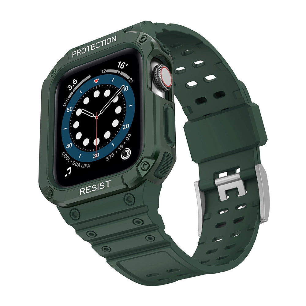 Beskyttelse Strap Band til Apple Watch 42/44/45mm Armored Case Strap - Grøn