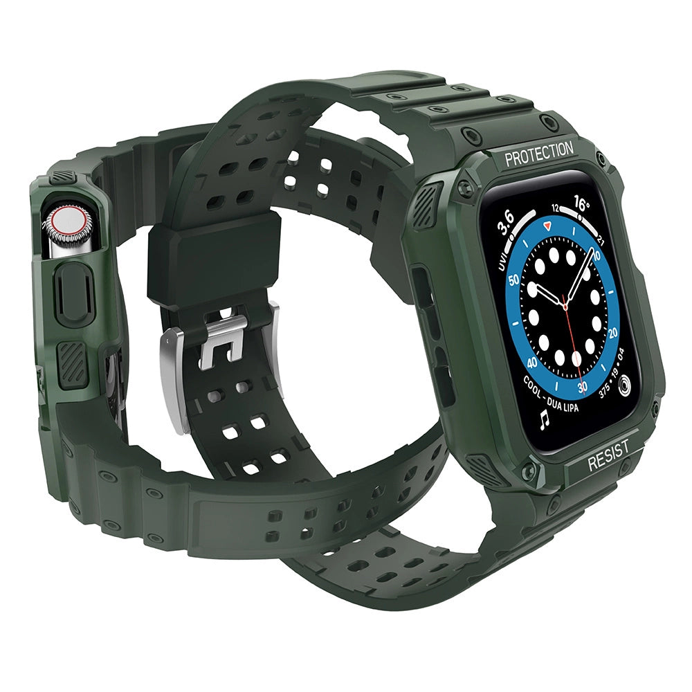 Beskyttelse Strap Band til Apple Watch 42/44/45mm Armored Case Strap - Grøn