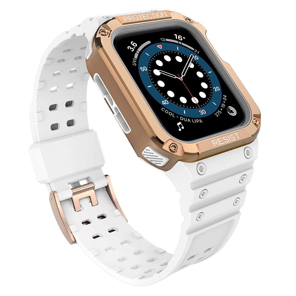 Beskyttelsesrem til Apple Watch 38/40/41 mm pansret bagrem - hvid, roséguld