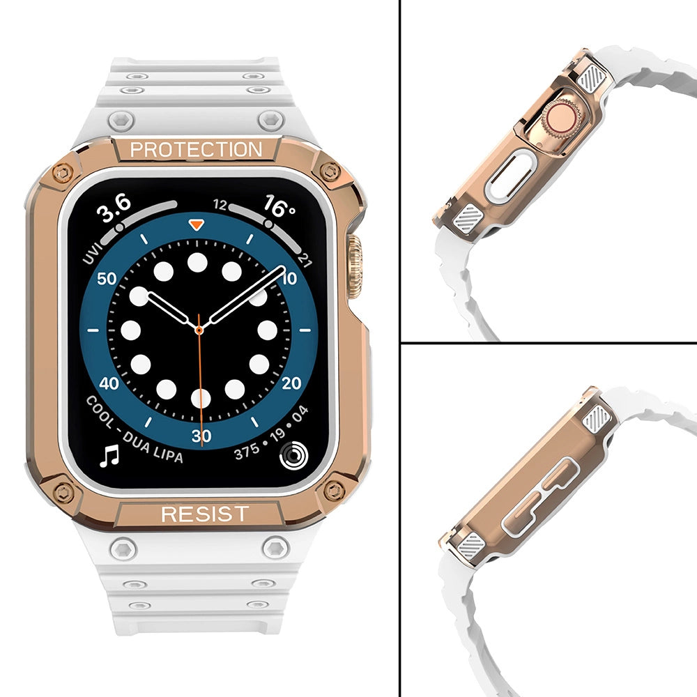 Beskyttelsesrem til Apple Watch 38/40/41 mm pansret bagrem - hvid, roséguld
