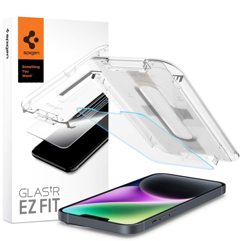 Spigen Glas.tR EZ Fit hærdet glas til iPhone 13 / 13 Pro / 14 / 16e