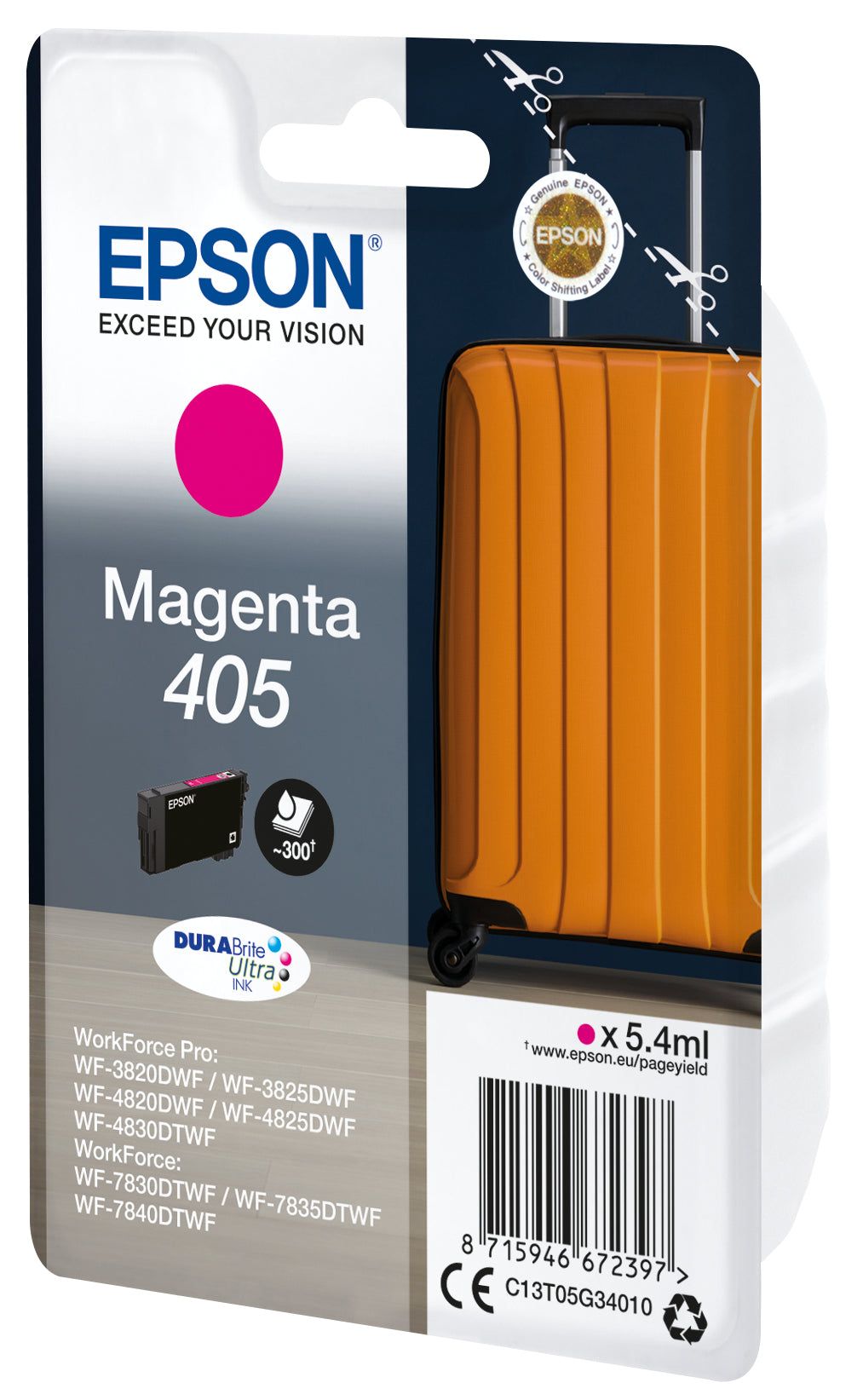 Epson 405 DURABrite Ultra Ink blækpatron 1 stk Original Standard udbytte Magenta