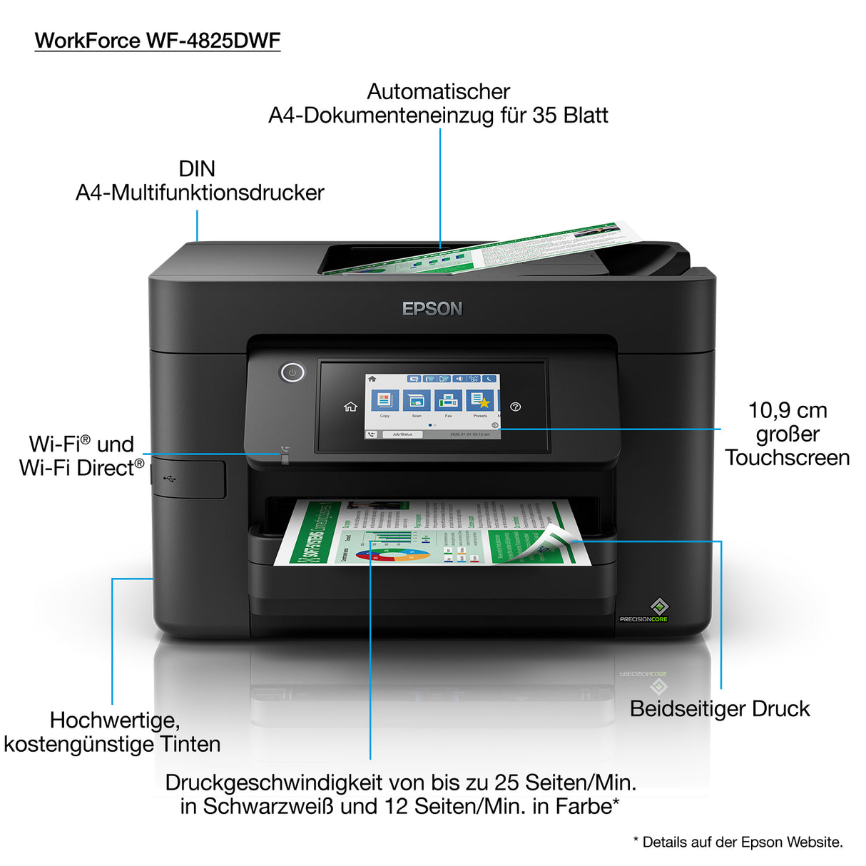Epson WorkForce Pro WF-4825DWF Inkjet A4 4800 x 2400 dpi 25 sider pr. minut Wi-Fi
