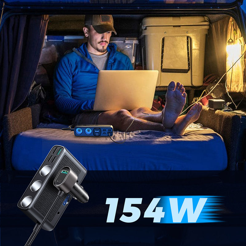 Joyroom JR-CL06 9in1 biloplader 154W 5x USB-A / USB-C / 3x cigarettelægger stikkontakt PD QC PPS - sort