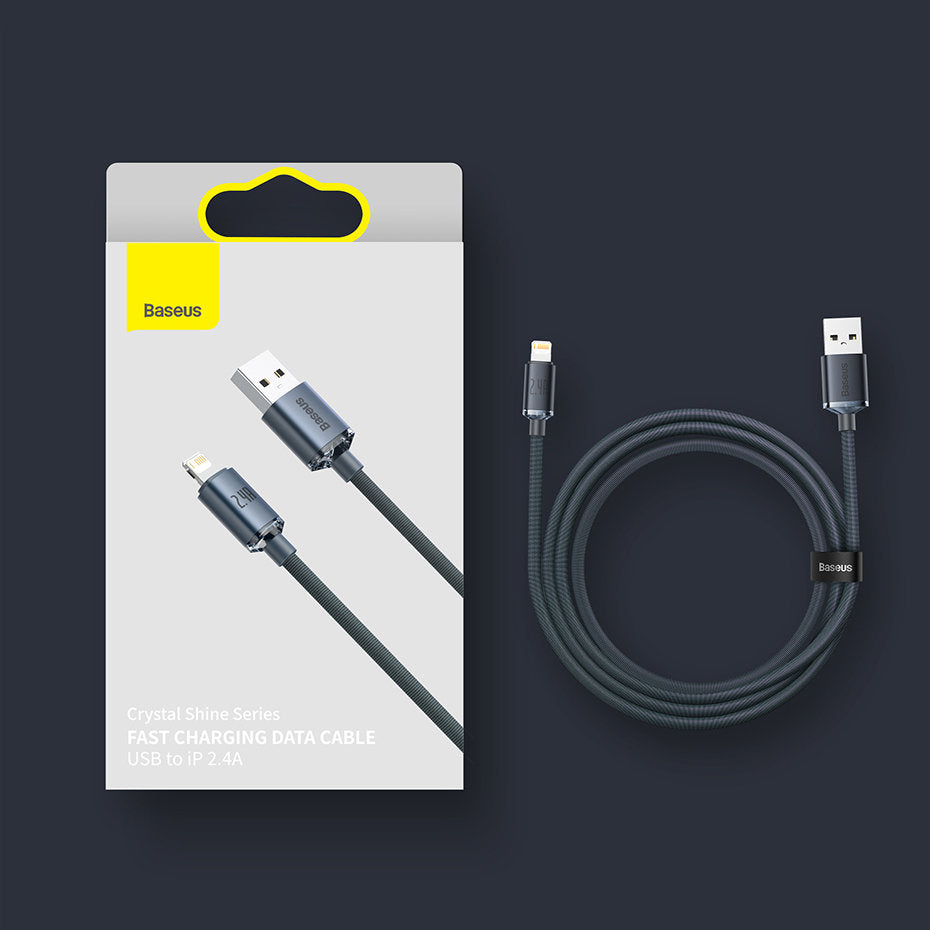 Baseus Crystal Shine Series cable USB cable for fast charging and data transfer USB Type A - Lightning 2.4A 1.2m black (CAJY000001)
