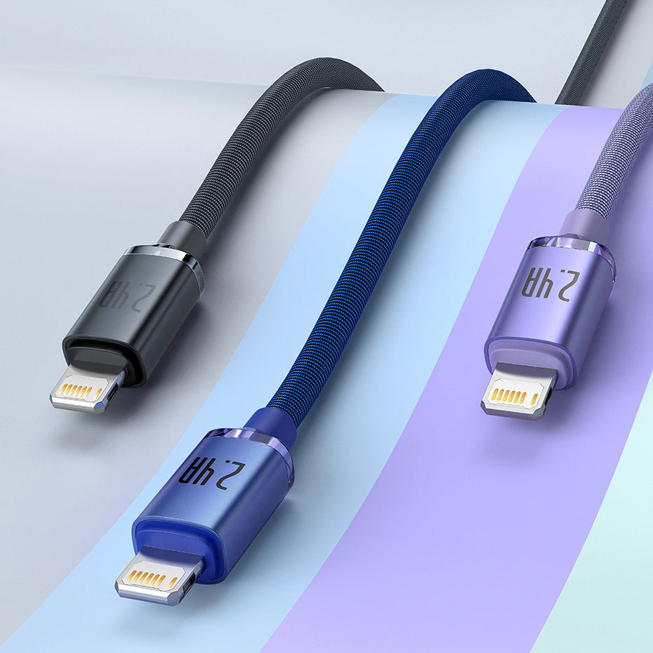 Baseus Crystal Shine Series cable USB cable for fast charging and data transfer USB Type A - Lightning 2.4A 1.2m purple (CAJY000005)