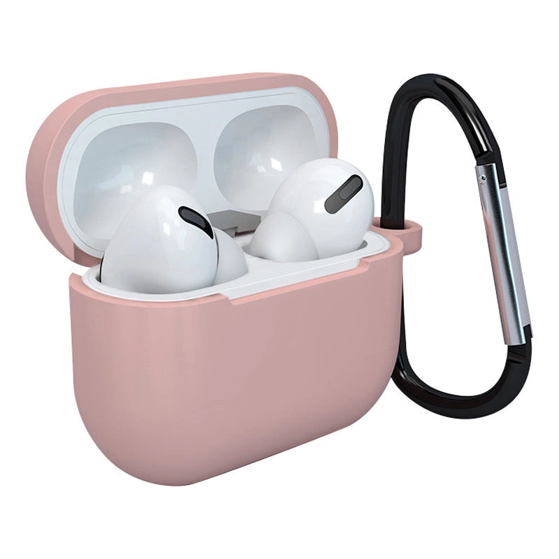 AirPods 3-kasse med blød silikon-kasse til hovedtelefoner + nøglering med hummerklæde med pendel i pink (kasse D)