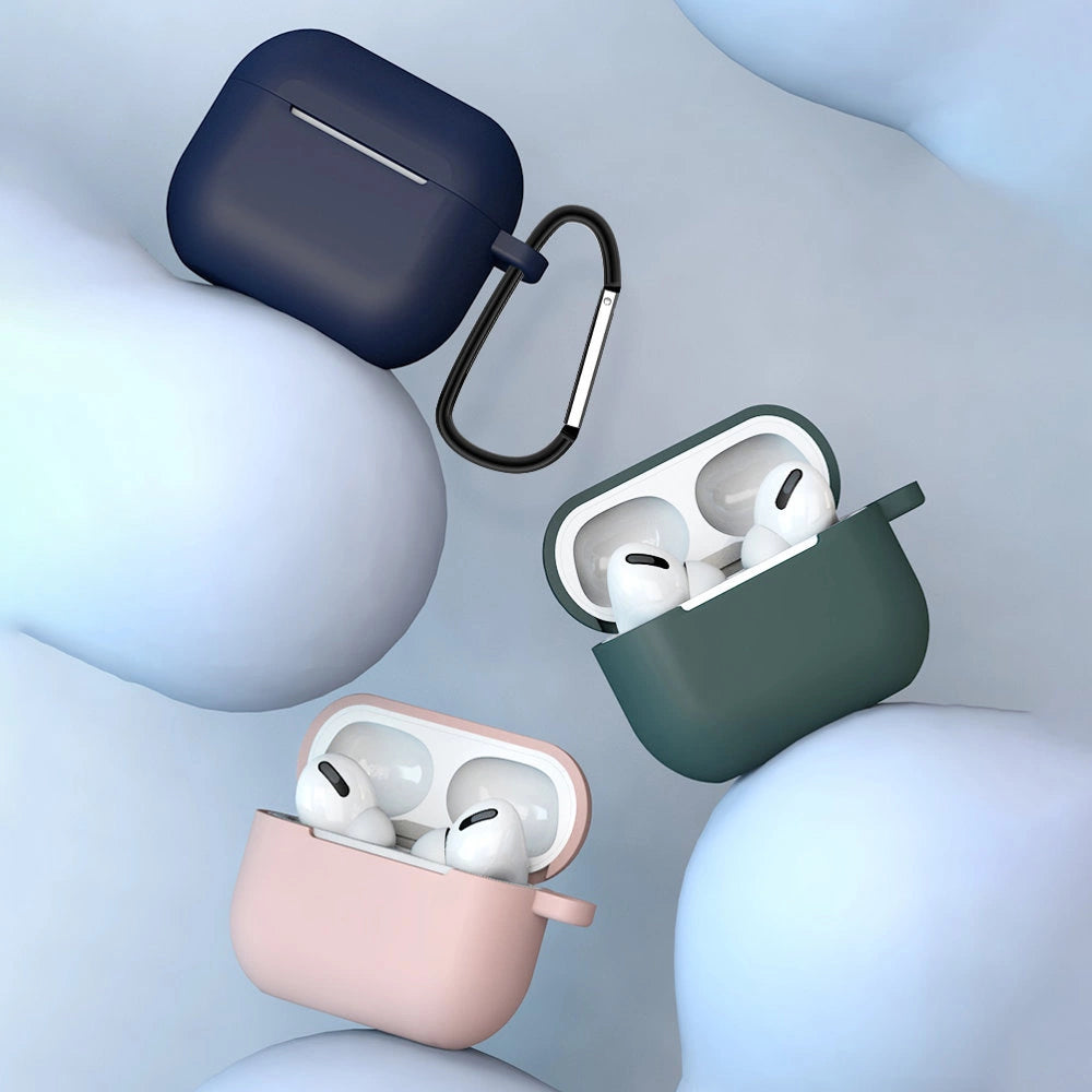 AirPods 3-kasse af silikone med blødt øretelefonomslag + nøgleordslås med hummerklæde