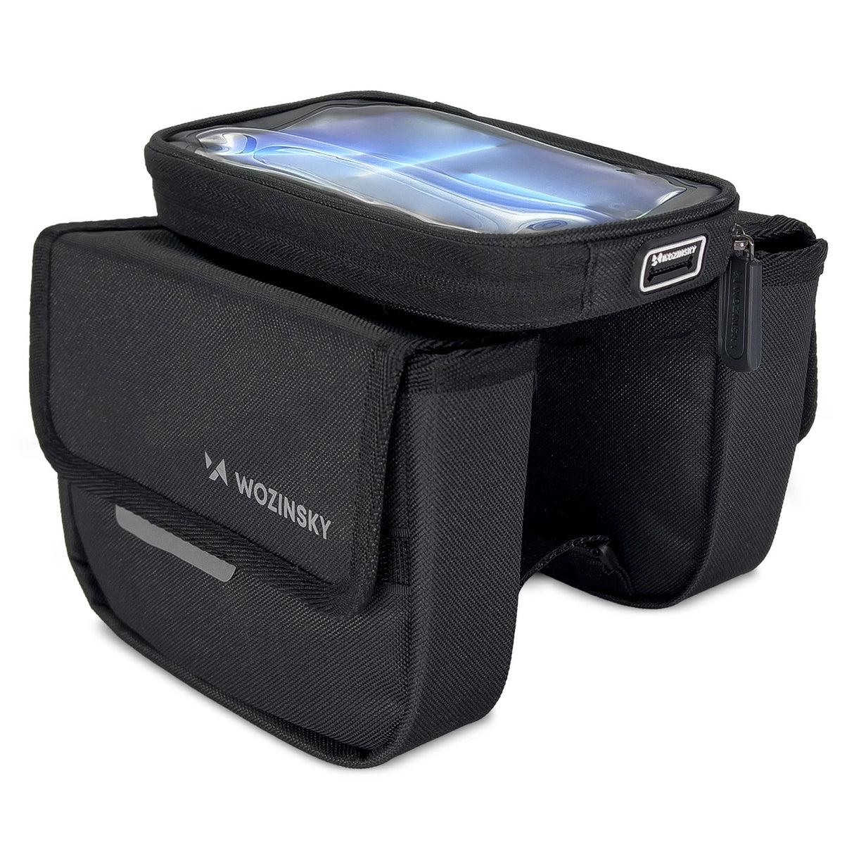 Wozinsky-ramme cykeltaske cykelkasse vandtæt telefonkasse 1,5 l sort (WBB26BK)