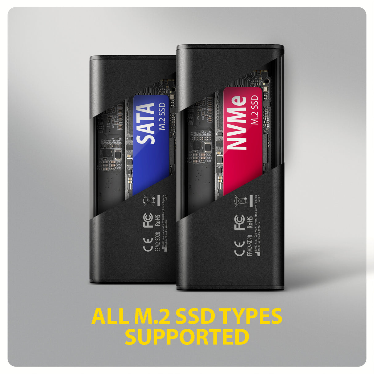 Axagon EEM2-SD2B drevkabinet SSD kabinet Sort M.2