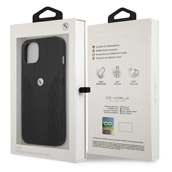 Etui BMW BMHCP13SRSPPK iPhone 13 mini 5,4 "sort/sort hårdkasse læder Curve Perforeret