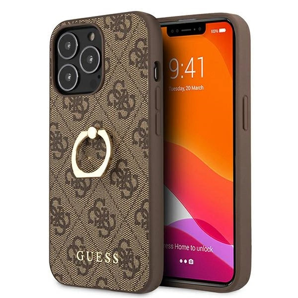Guess GUHCP13L4GMRBR iPhone 13 Pro / 13 6.1" brun/brun hardcase 4G med ringstand