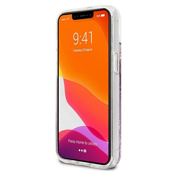 Guess GUHCP13SLGPEPI iPhone 13 mini 5.4" pink/pink hardcase Peony Liquid Glitter